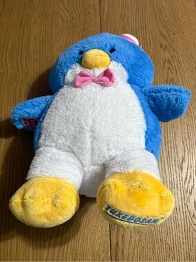 Build-A-Bear Blue and White Penguin Plush with Pink Bow and Yellow Feet